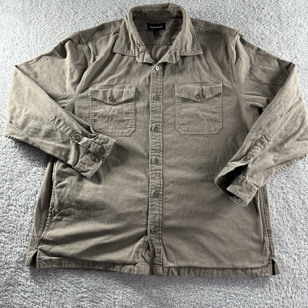 Bonobos Shirt Mens XL Regular Brown Button Up Pockets Camp Heavyweight Flannel